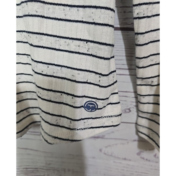 Talbots White Striped Mock Neck Soft Knit Pullover Sweater Womens Size Large - Picture 3 of 6